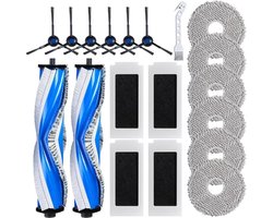 19-delige vervangende accessoireset voor ECOVACS DEEBOT T30 Omni, T30 Pro Omni, T30S en T30S Pro robotstofzuigers – 2 hoofdborstels, 4 filters, 6 zijborstels, 6 dweilpads, 1 reinigingsborstel