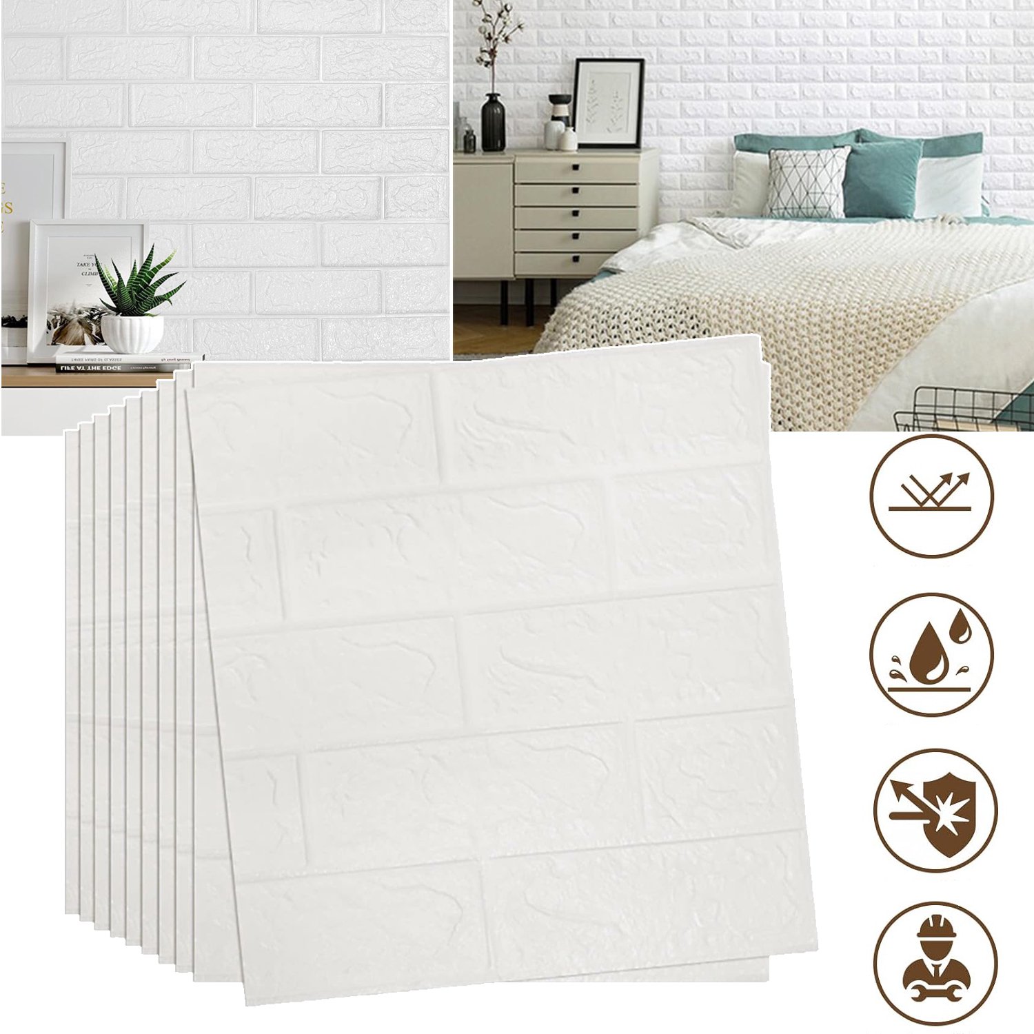 10 Stuks Behang Met Baksteenmotief - 3D-Wandpanelen - Zelfklevende Muurstickers - Waterbestendig PE-Schuimpaneel - Wandtegels
