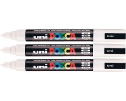 Uni Posca PC-5M Verfmarker Wit - 2.5mm Medium Punt (3 Stuks)