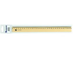 ALCO Houten Liniaal 30 cm met Afgeronde Inktrand en Stalen Inleg