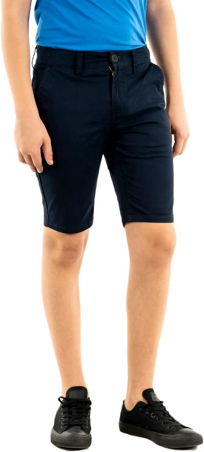 Merkloze Jongens Chino Shorts Recht Model Comfortabel Blauw