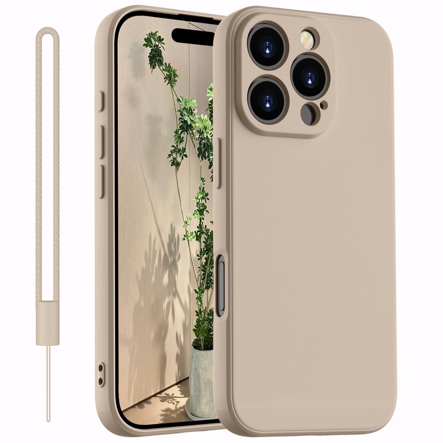 Hoes voor iPhone 16 Pro Max, Dun Siliconen, Kaki