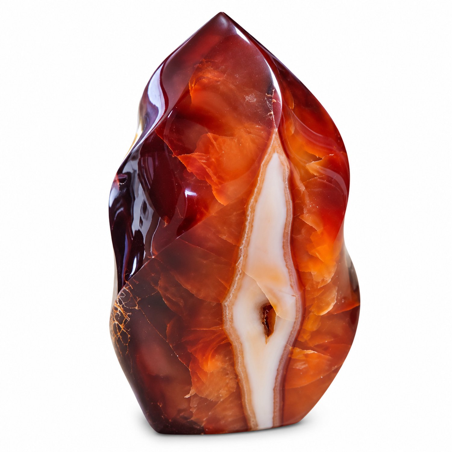 S4H® Carneool Agaat Vlam 384 g – Gepolijste Edelsteen Sculptuur – Rood Oranje Natuursteen – Decoratie, Meditatie & Edelstenen Collectie