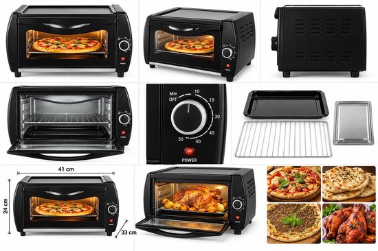 Watan Tandoor Mini Oven WT0608 – Elektrische Tandoor Oven & Pizzaoven – 15 Liter – 2100W – Ideaal voor Authentieke Naan, Roti, Lahmacun & Kip Tandoori – Inclusief Bakplaat & Rooster – Zwart — afbeelding 2
