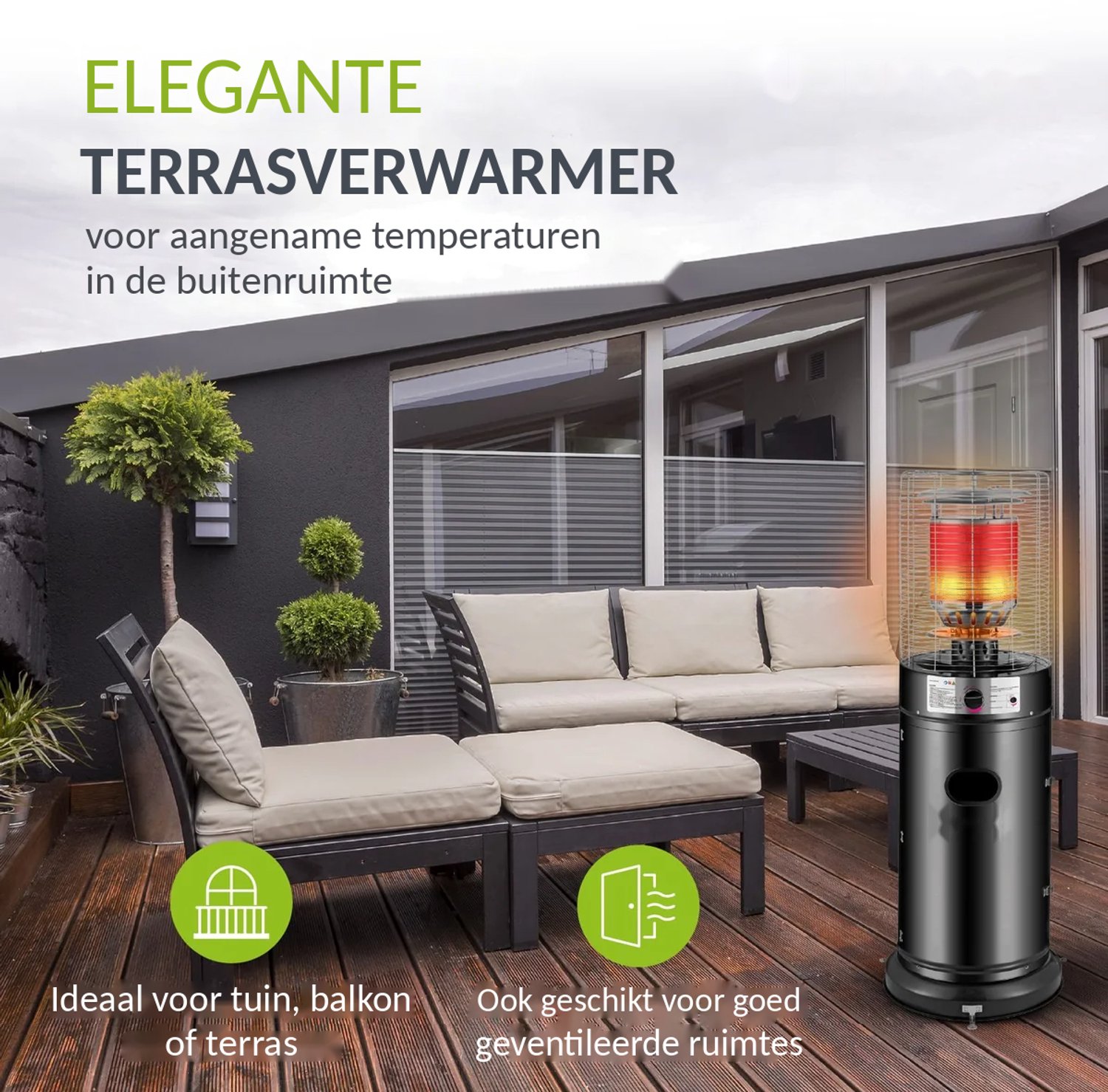 Gaskachel / Terrasverwarmer / Loungeheater Cuna - Verstelbaar - 11 kW - incl. Afdekhoes Terrasverwarmer- terrasheater – foto 7