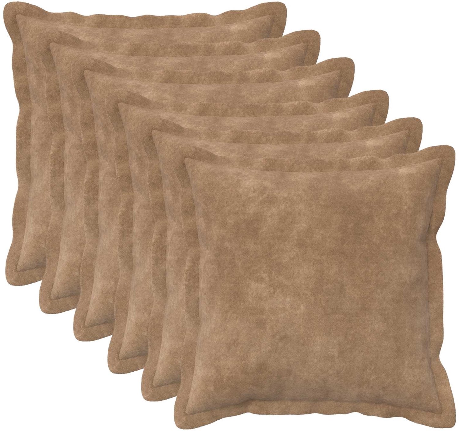 vidaXL Dekenkussen - 6 - st - HOUTEN - Taupe - 35 - x - 35 - cm - Microfiber - Fleece
