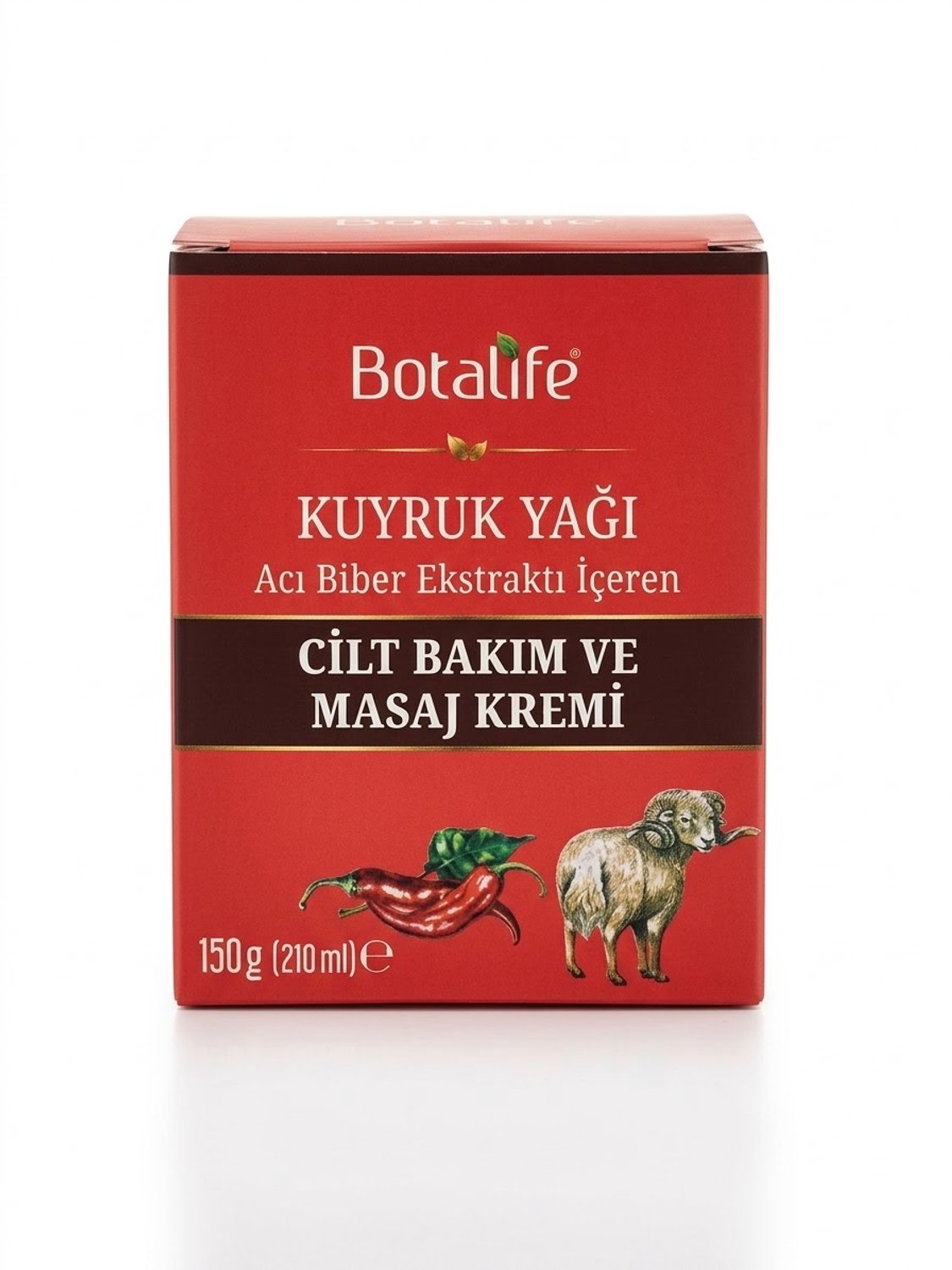 Botalife- Schapenvet Crème- Kuyruk Yagi Kremi- Staartvet Crème- %100 Natuurlijk- Voor Spieren, Taille, Nek en Rug - Met Chillipepers- 210 ml