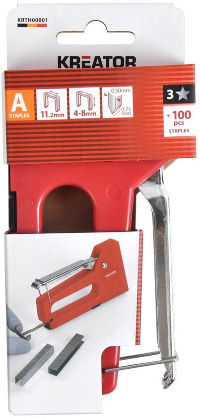 Verpakking Kreator handnietmachine voor type A nietjes 4-8mm, inclusief 100 nietjes.