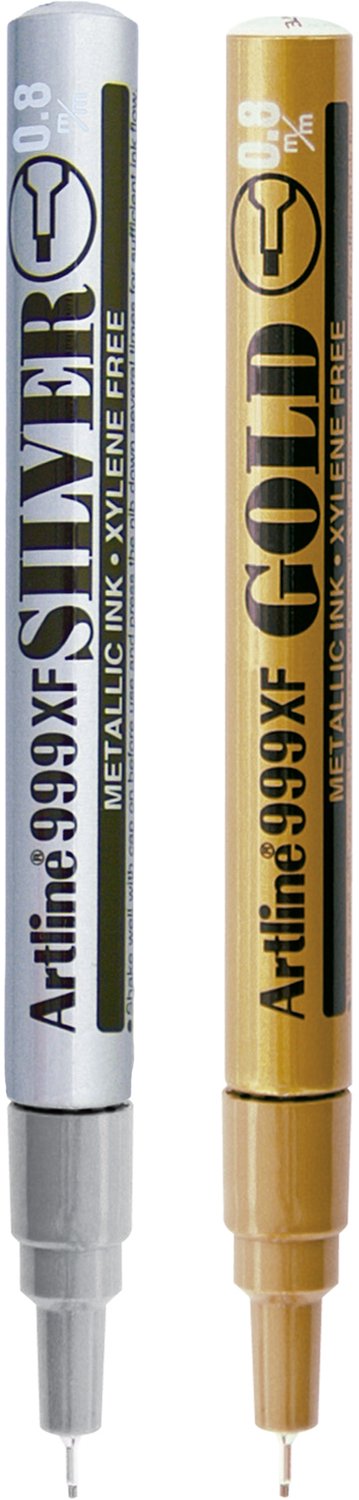 Artline 990XF Metallic Markers - Set van 2 markers - 1,2mm - Goud & Zilver
