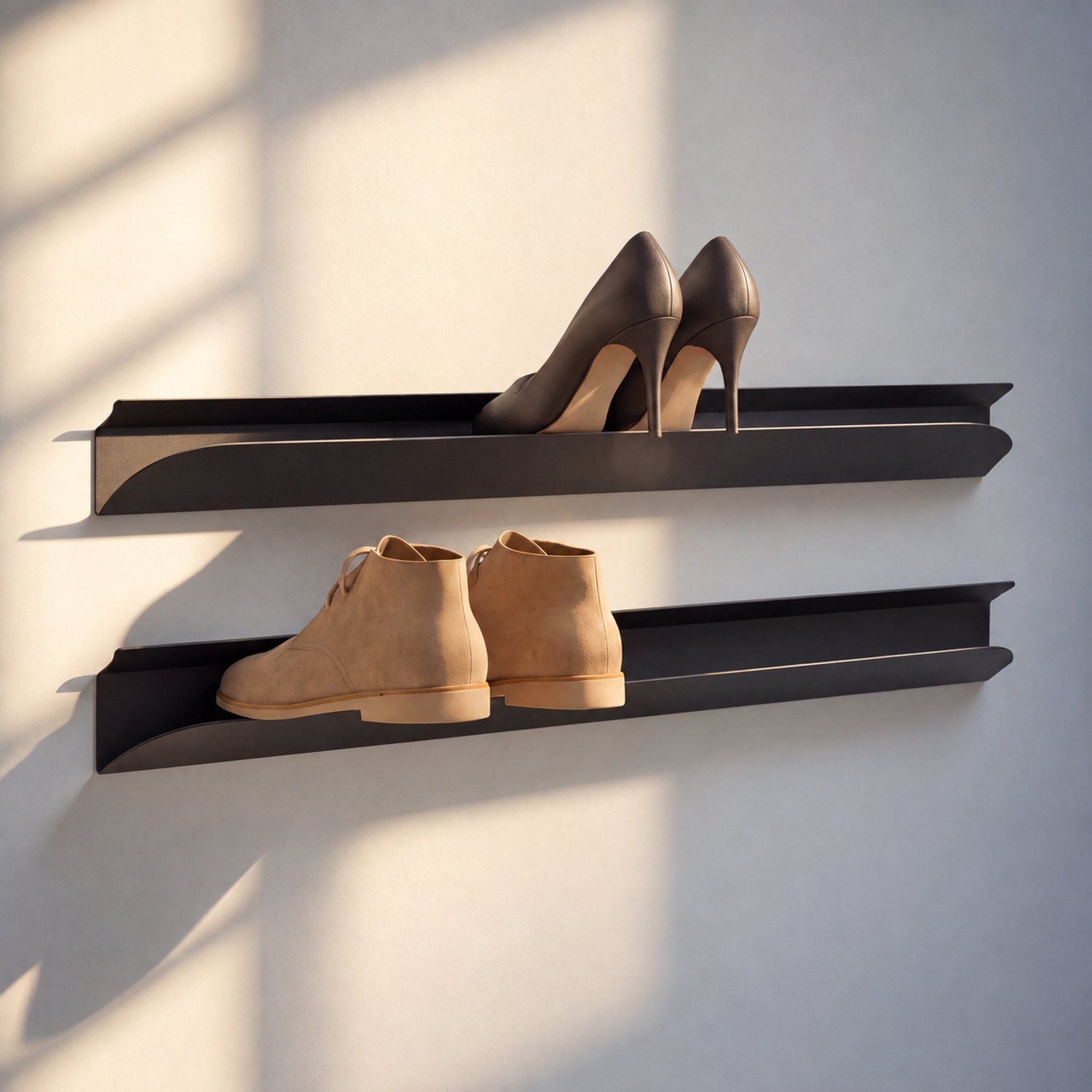Indusigns zwart schoenenrek - Staal - 95x11x10 cm - Industrieel & modern design
