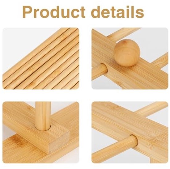 Houten Pasta Droger met 12 Stangen — afbeelding 3