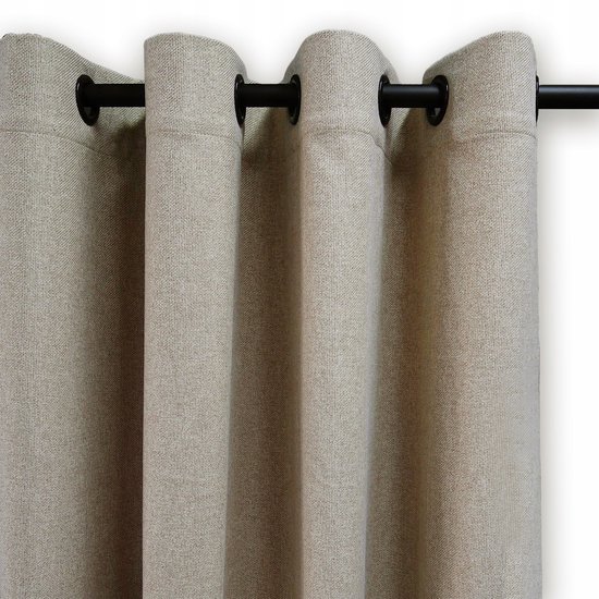 Verduisterende Gordijnen Salon Beige 140x255 cm met Ring Gevoerd