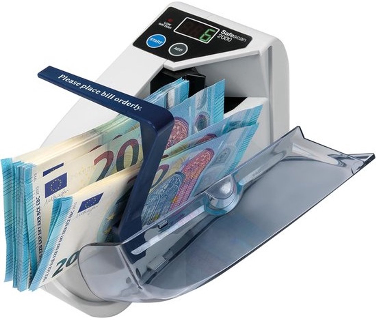 Bankbiljettenteller - Geldtelmachine - Bankbiljetten snel tellen - Telt 600 biljetten/Min - 19 x 10.2 cm - Zwart