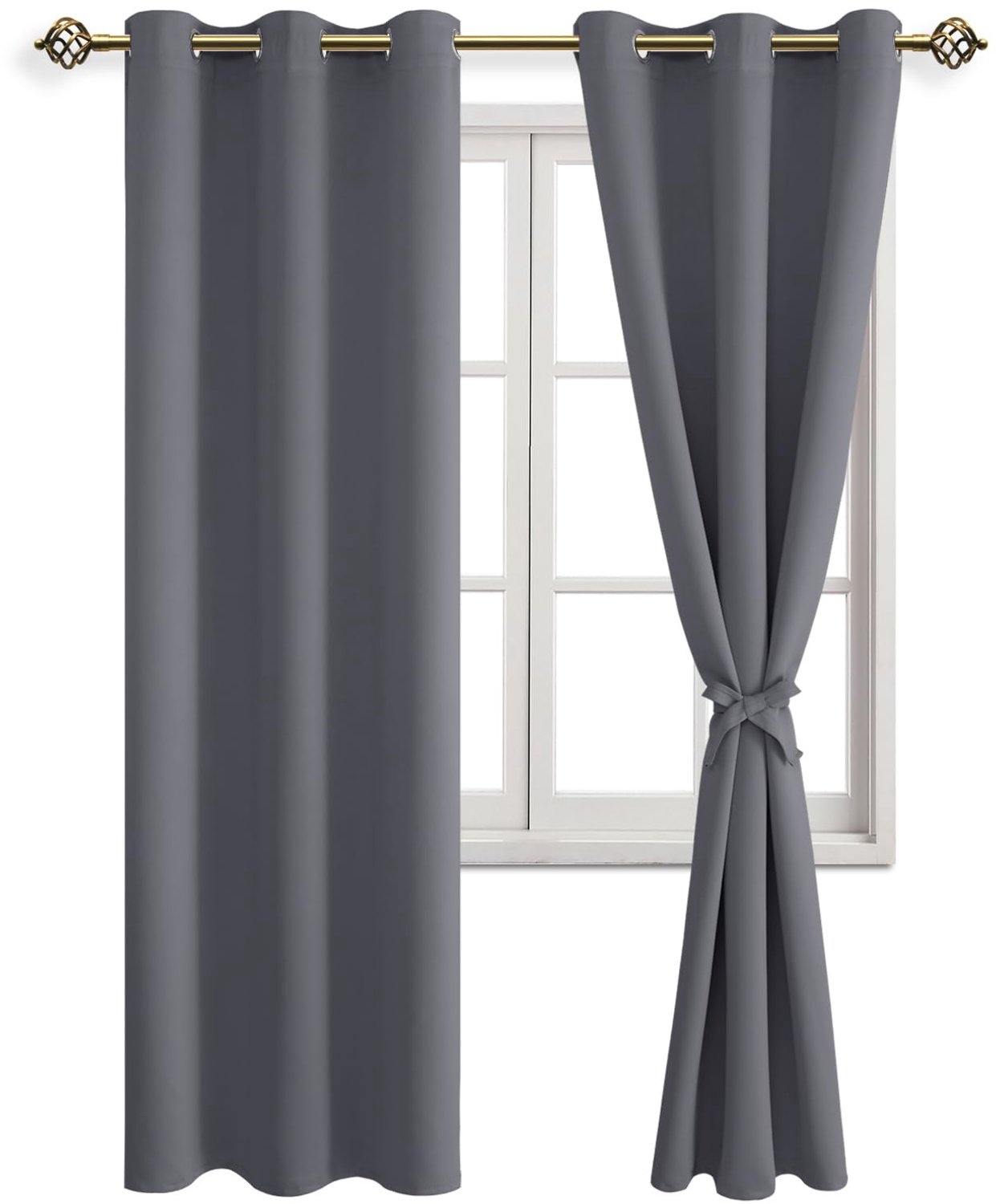 Opaque Curtains met Oogjes voor Slaapkamer en Woonkamer Grijs 2 Stuks 228 x 117 cm