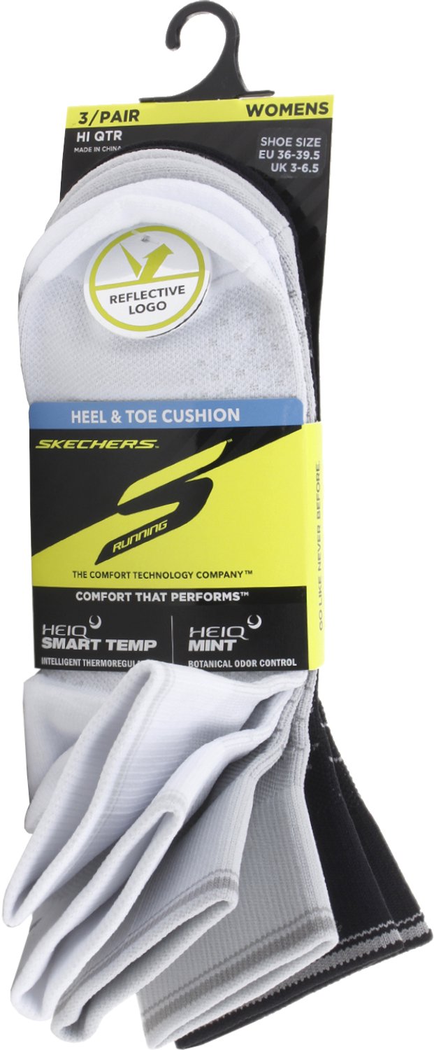 Skechers 3Pk Wmn Pf Qtr Reflective Sock, Vrouwen, Wit, Sokken, maat: 36-39,5