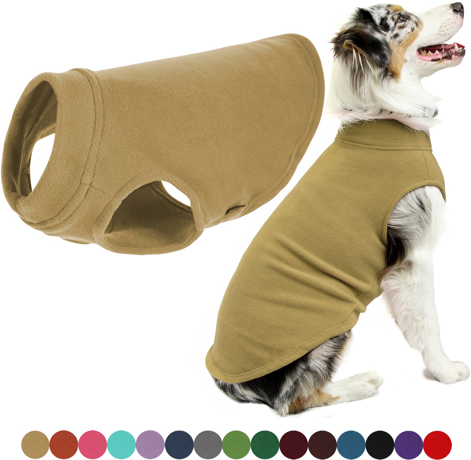 Gooby Stretch Fleece Vest Hondenjas - Warme hondentrui voor kleine honden - Zand - Large