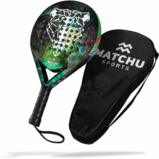 Matchu Sports - Padel Racket - Bear - Padel - Padelrackets - Rond - Carbon - Groen - Inclusief padel tas - padeltas Matchu Sports - Padel Racket - Bear - Padel - Padelrackets - Rond - Carbon - Groen - Inclusief padel tas - padeltas