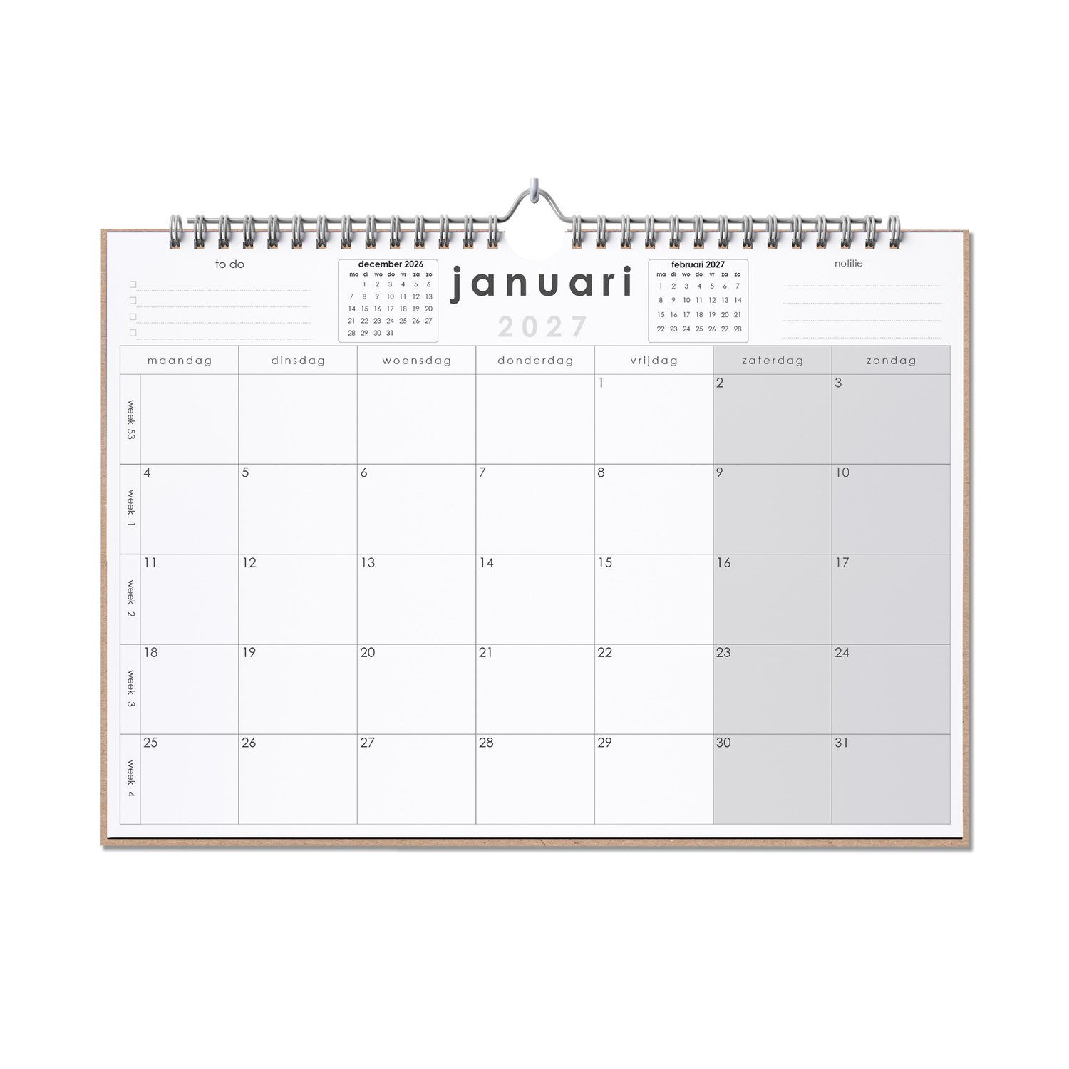Huurdies® maandkalender - kalender 2027 - A3+