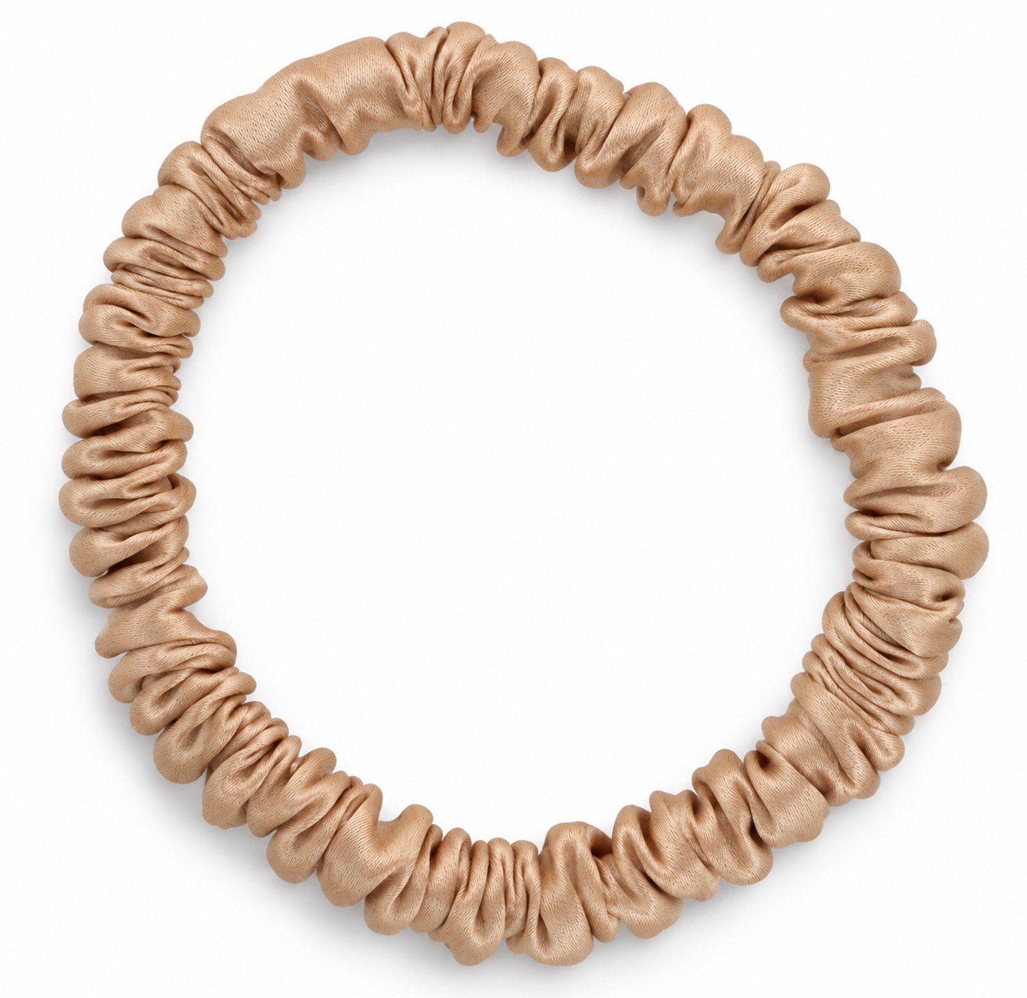Lajetti - 100% Zijden Haarelastiek lichtbruin - Silk Skinny Zijde Scrunchie Moerbei