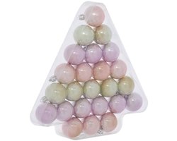 Lot de 24 boules de Noël en plastique pastel brillant D. 40 mm