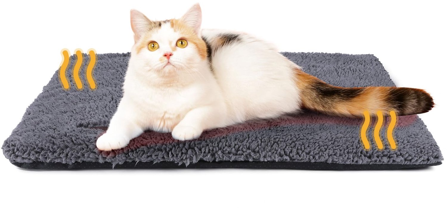 Zelfverwarmend kattenkussen 50 x 70 cm — Superwarme verwarmingsmat voor huisdieren — Zelfverwarmend kussen voor honden in de winter — Geschikt voor binnen en buiten