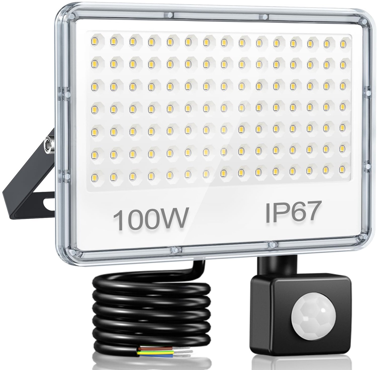 100W LED Spotlamp met Bewegingssensor, Waterdicht