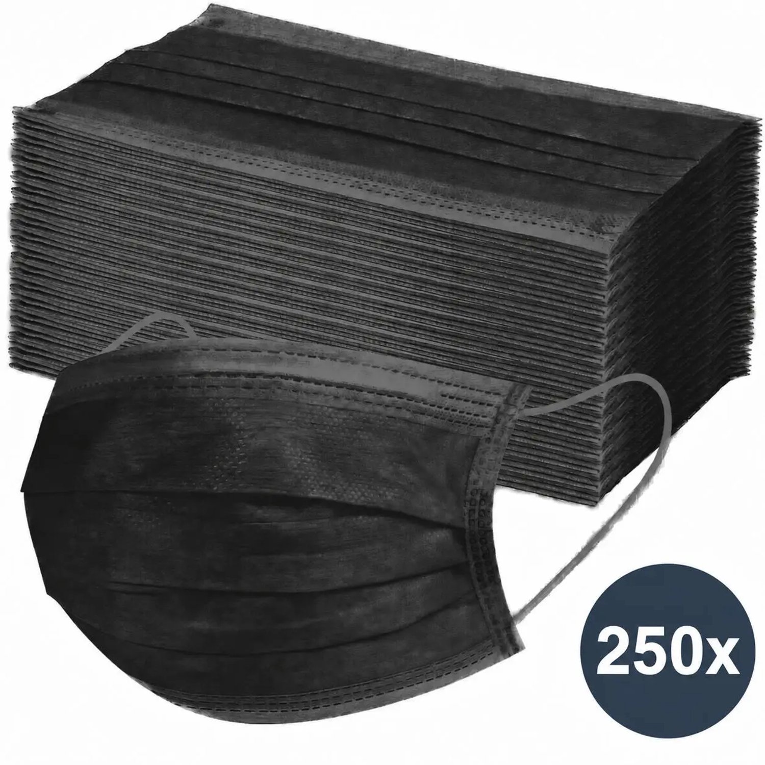 Savomec® 5x50 Mondkapjes Zwart - 3-laags mondmaskers met 90-95% beschermingsgraad
