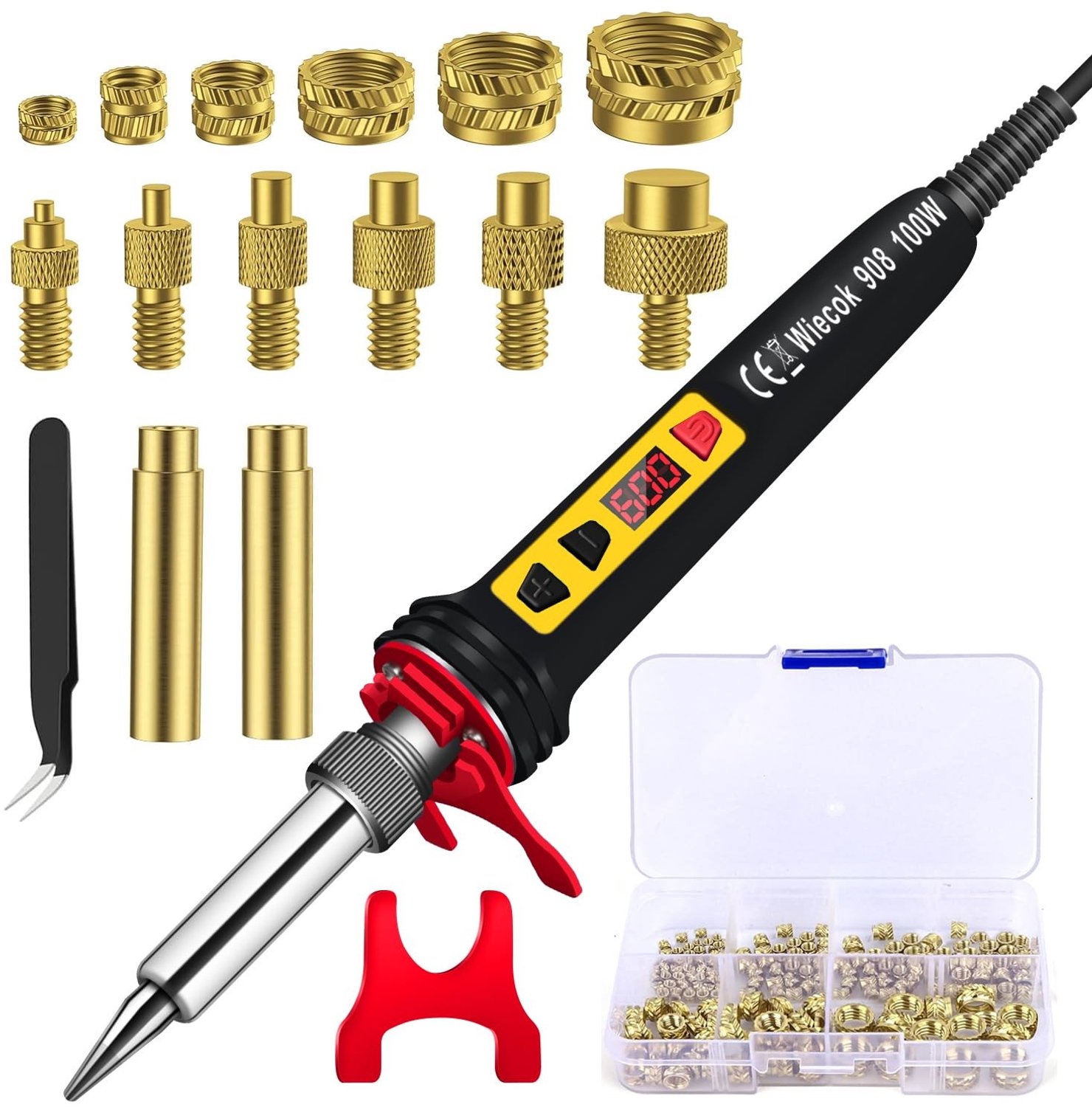 Complete Set van 130 Draad Inserts met Instelbare Temperatuur 100W Loodgietijzer en Diverse Soldering Bits voor M2/M3/M4/M5/M6/M8 Draadverbindingen