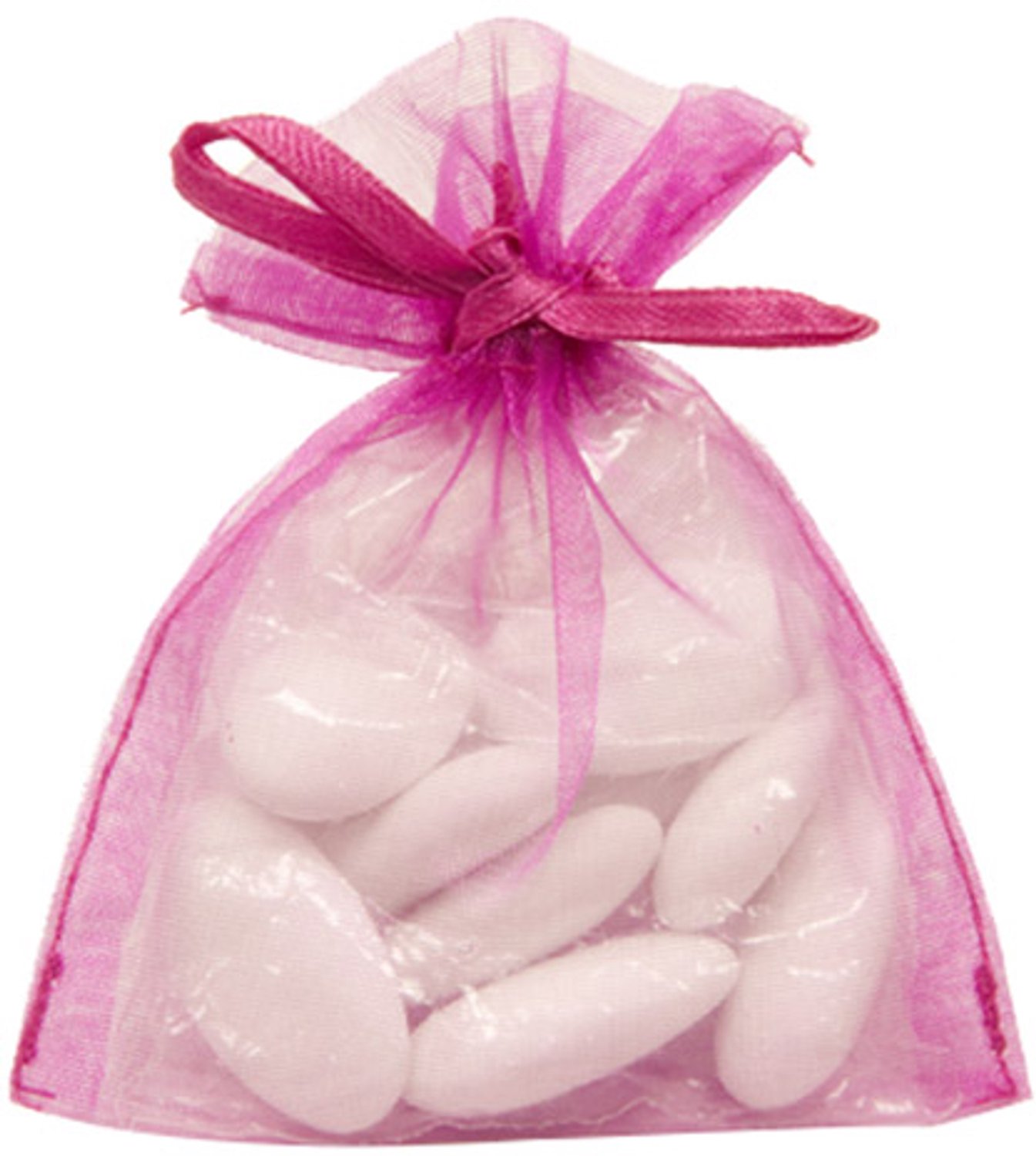 SANTEX - 10 fuchsia organza zakjes 10 x 8 cm voor suikerbonen