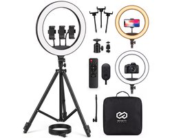 Infinity Goods Ringlamp Professioneel XL - 18 Inch - Verstelbaar Statief & Afstandsbediening - Ring Light - Incl. Stekker - Complete Set Voor TikTok / Streaming / Youtube - Zwart