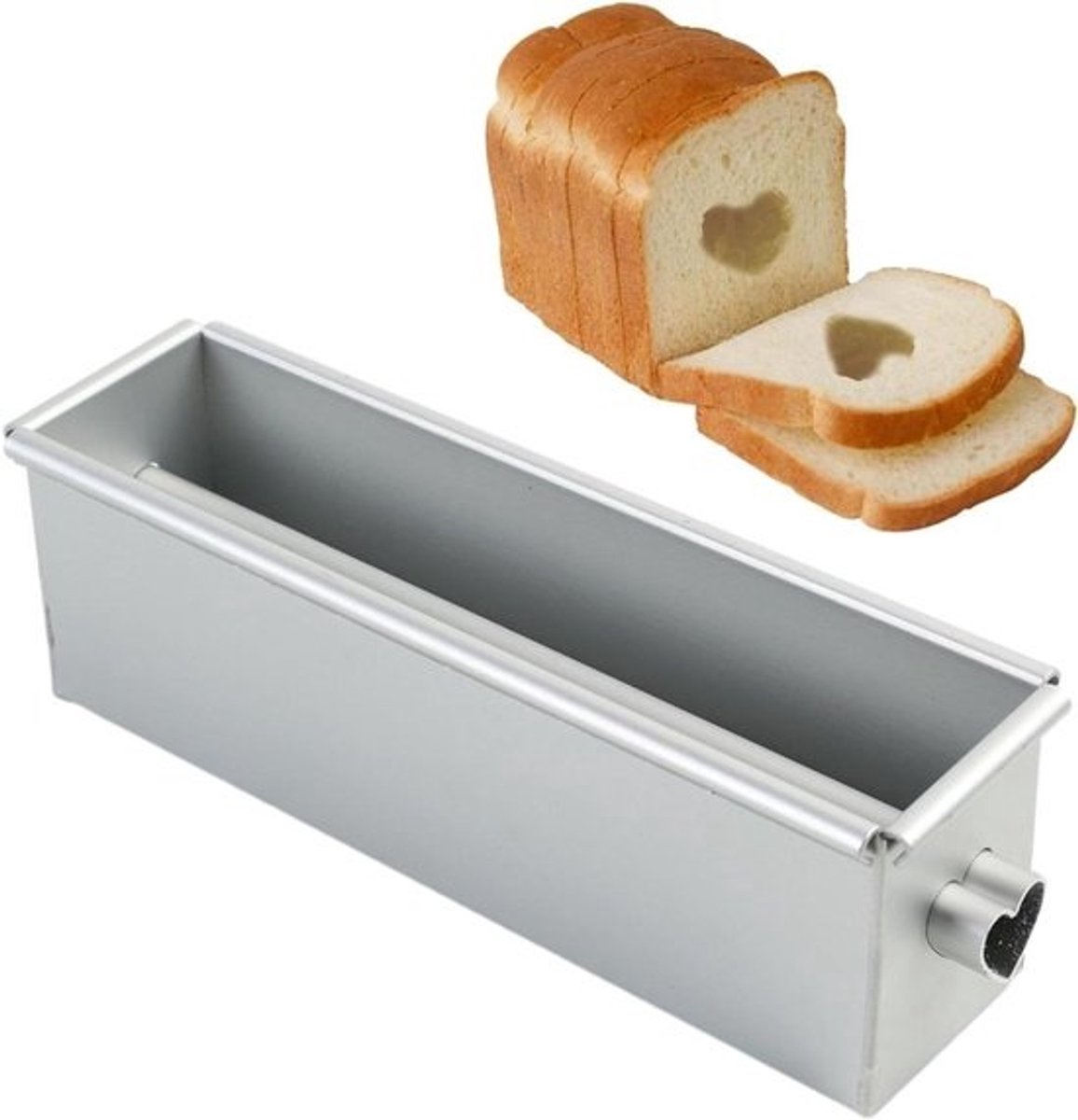 Brood Bakpan - Broodbakvorm Toast Box - Brood Bakken - Antiaanbaklaag Hartvorm - 1.2mm Wanddikte - Grijs