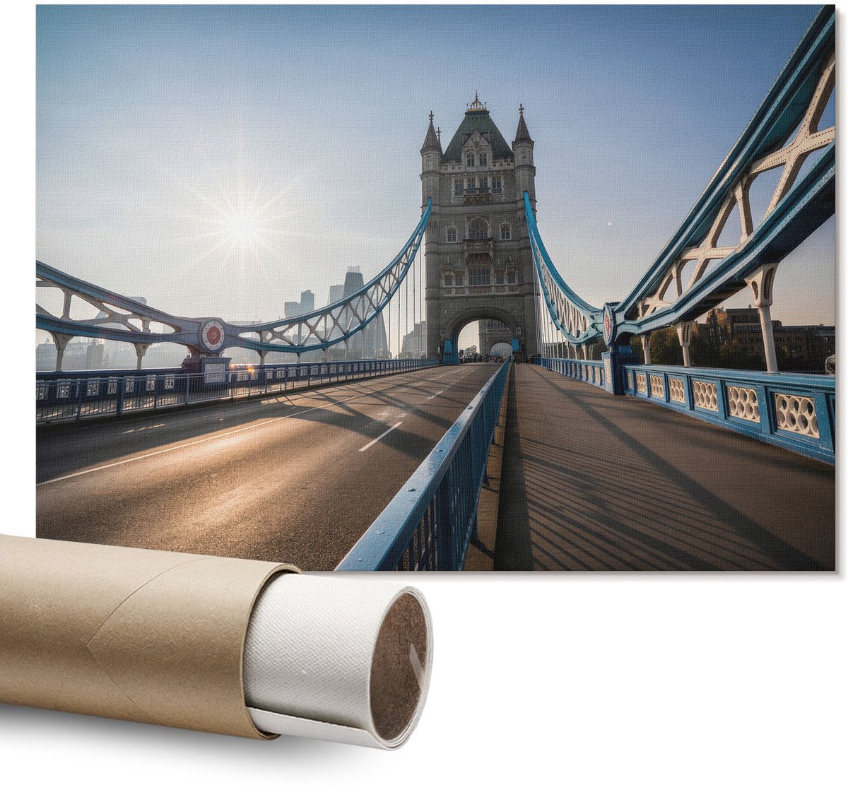Coloray Polycanvas Wandposter – Stadsbrug, Blauw – A1 – Wit Poster – Rechthoek – Canvas Wandposter – Kantoor – Modern