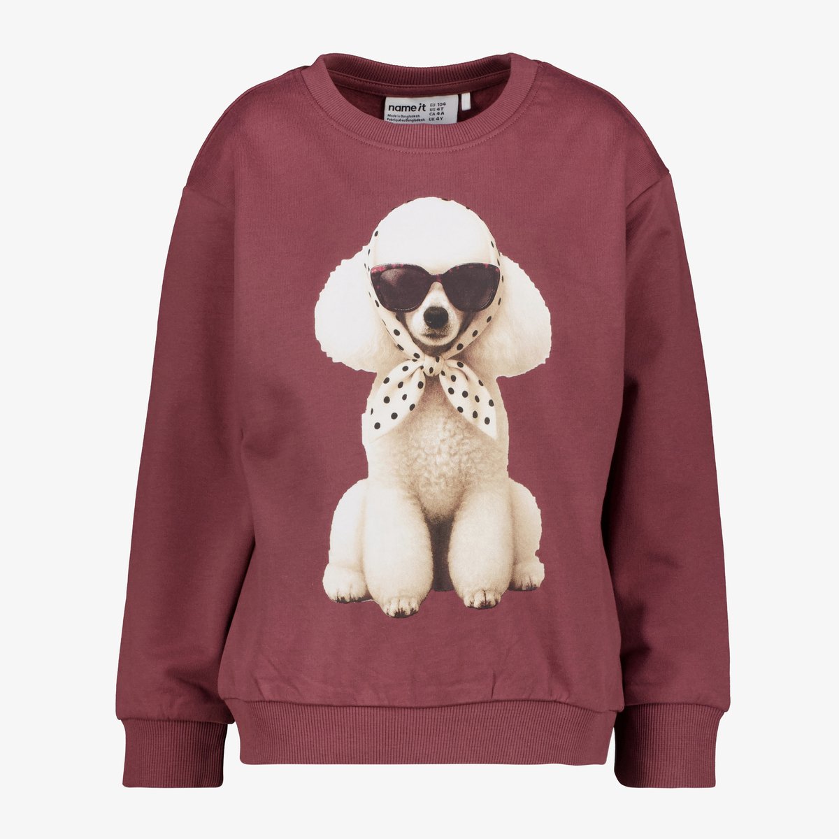 Name It meisjes sweater met hondenprint donkerroze - Maat 110