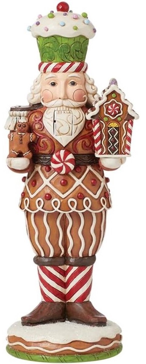 Kerst Notenkraker - Kerstdecoratie Figuur - Feestelijke Sfeer - Handgeschilderd Design - 23.5 cm Hoog - Bruin