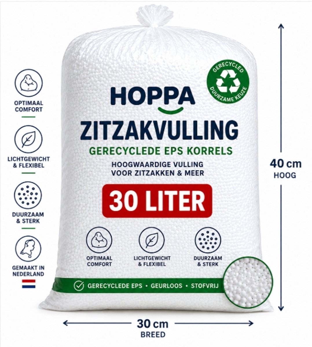 Hoppa - Losse vulling voor zitzak - EPS-RE 30 liter