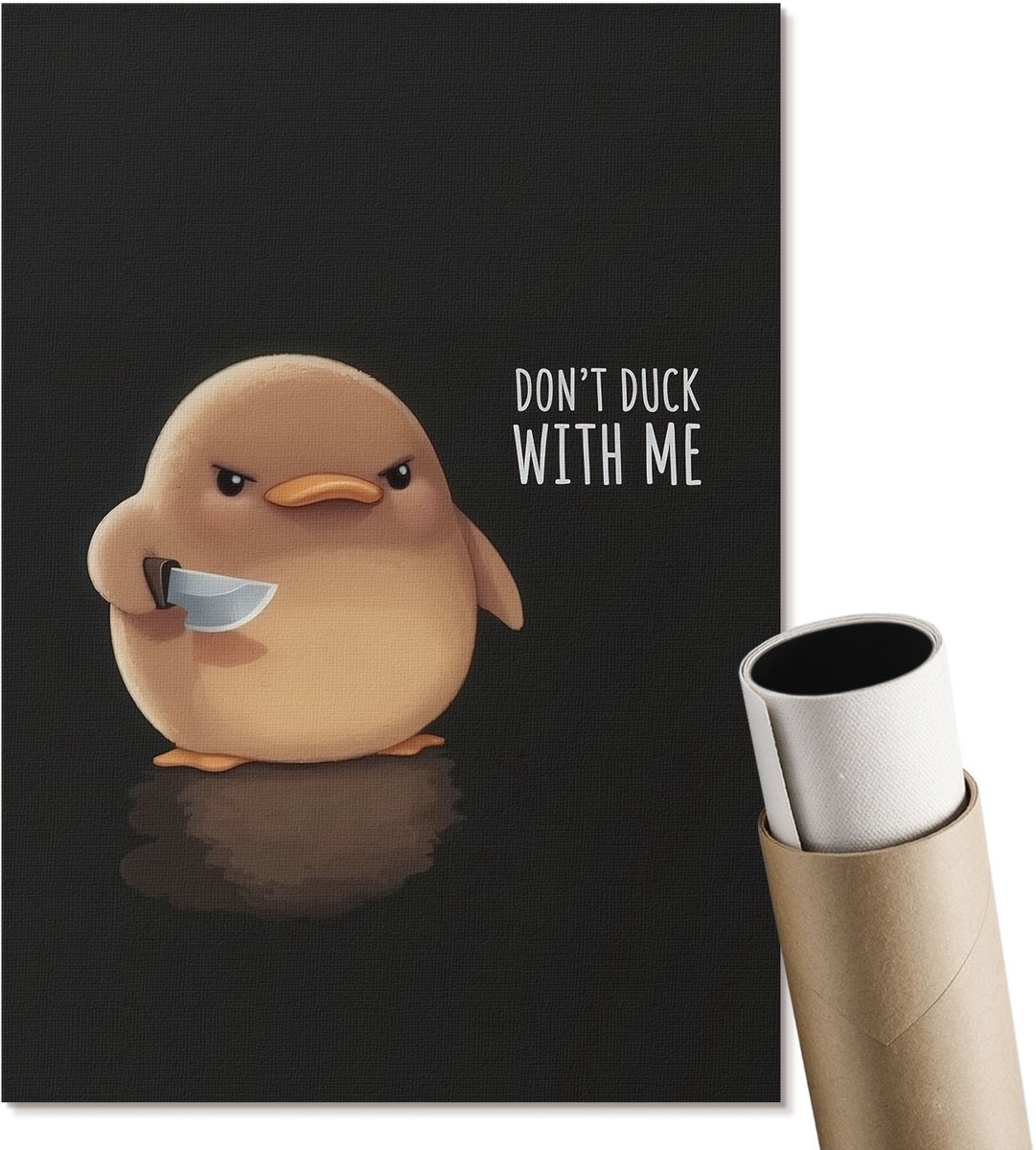 Coloray Polycanvas Wandposter - Duik Niet Met Me Mee., Illustratie - A4 - Zwart Illustratie - Rechthoek - Canvasposter - Woonkamer, Slaapkamer, Kantoor - Humoristisch