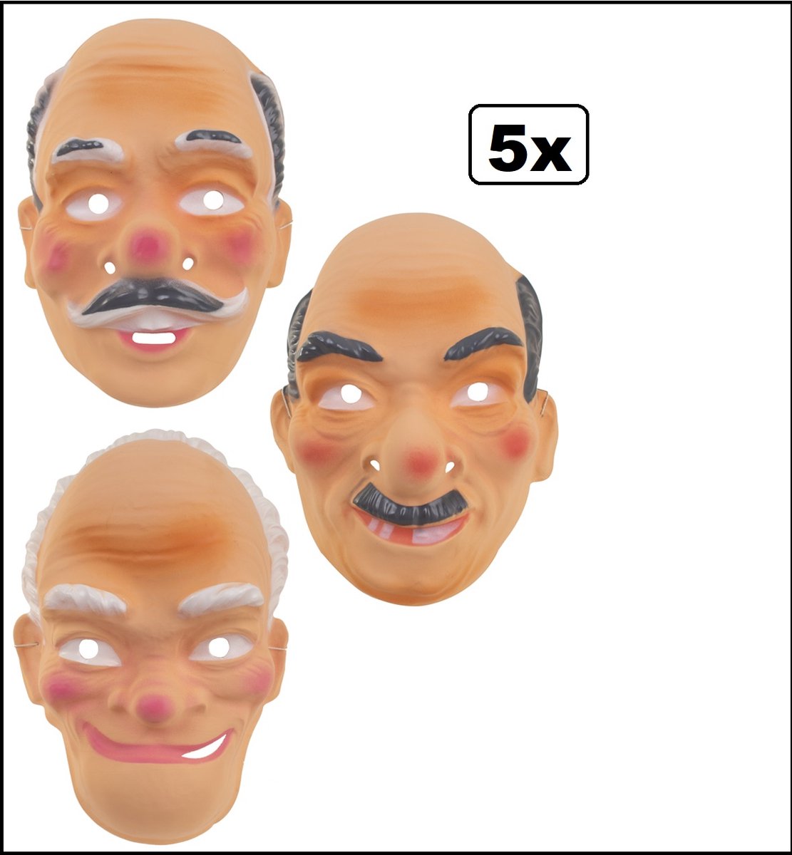 5x Opa masker assortie - maskers party thema feest festival verjaardag abraham