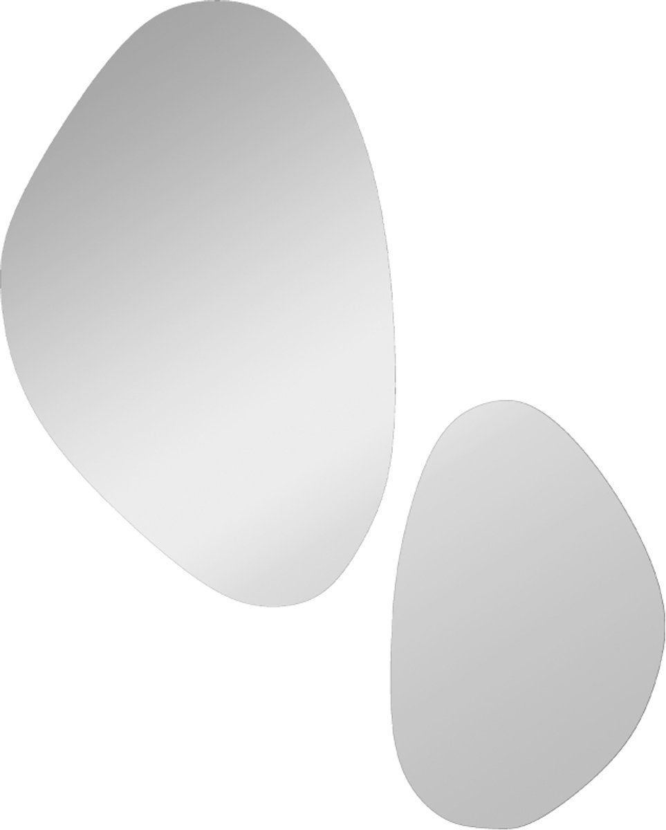 QUESTYR - Muurspiegel 2-delige set - 70 x 46 cm, 49,5 x 31 cm - spiegel met metalen frame - hangspiegel in kiezelvorm - Zwart