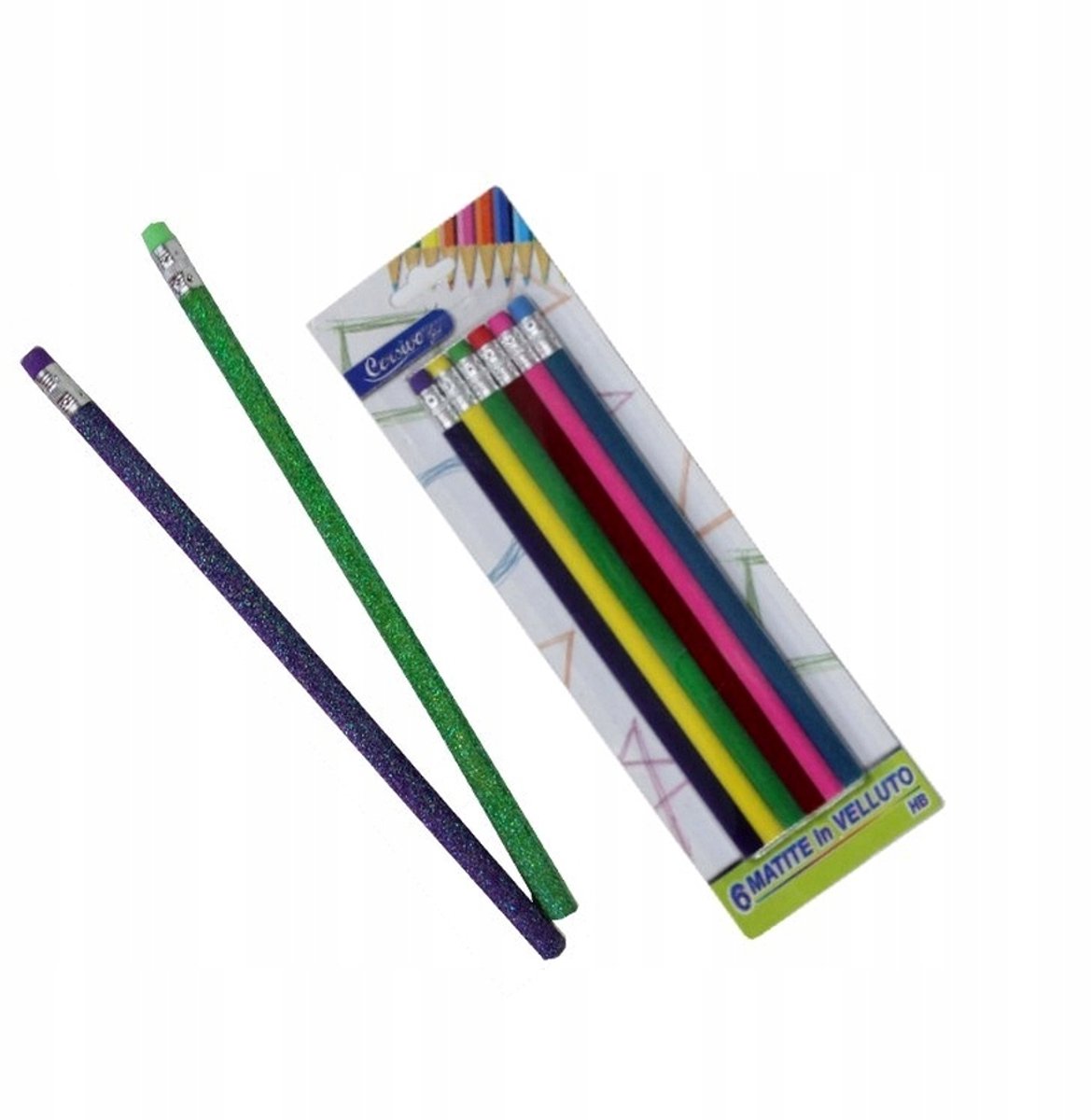 Velours Potloden Set (6 stuks) - Mix kleuren