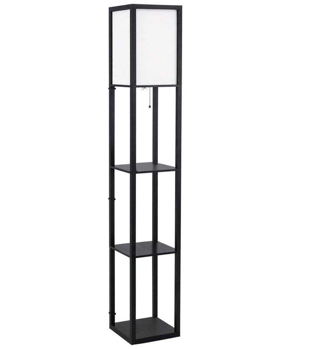 Atlasyx vloerlamp - Staande lamp - Sfeerverlichting - Kamer verlichting - Binnenverlichting - 3 Planken - 26 x 26 x 160 cm - Zwart