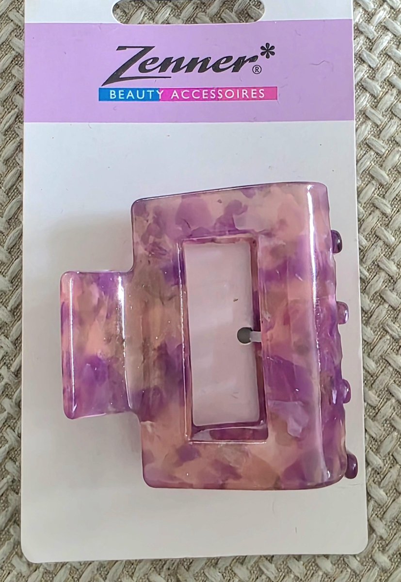 Zenner - haarklem midi - roze marmer look - rechthoek open - haarclip getand 5cm