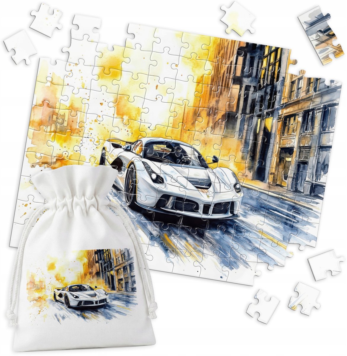 Merkloos Legpuzzel Ferrari Aquarel 110 Stukjes