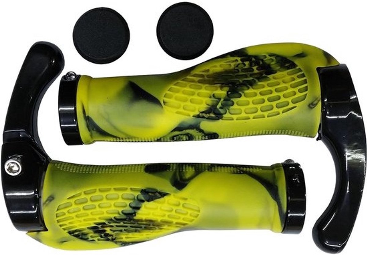 Fietsstuurgrepen - Fietshandvatten Grips - Comfortabel Fietsen - Ergonomisch Antislip Ontwerp - 13 cm Lengte - Geel Zwart