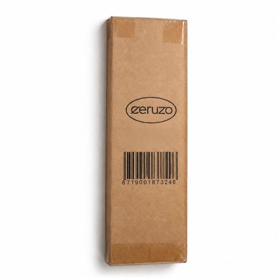 Bruine kartonnen doos met het Ceruzo logo en een barcode.