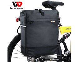 WEST BIKING - Fietstas Bagagedrager – 30L – Waterafstotende Enkele Fietstas – Reflecterend – Afneembaar – Zwart