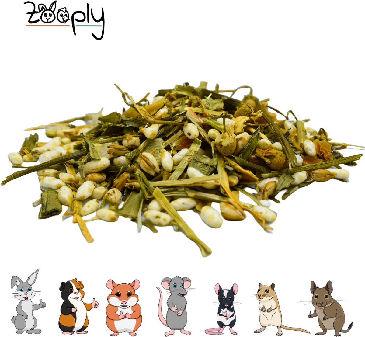 Zooply Pokébowl met groente - Kruiden & Snacks - 100% natuurlijk - Voor konijnen & cavia's - 200 gram