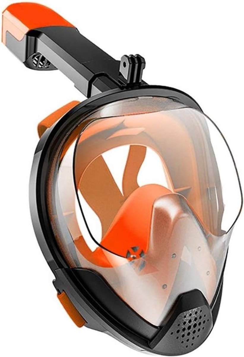 Snorkel Set Duiken - Snorkelmasker Zwemset - Onderwater Ontdekken - 180° Panoramisch Uitzicht - Maat L - Zwart Oranje