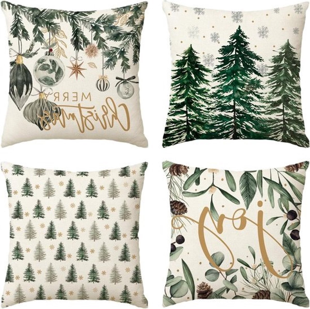 Kussenhoezen Kerst - Sierkussenslopen Bank - Woonkamer Decoratie - Zachte Polyester Stof - 45 x 45 cm - Groen