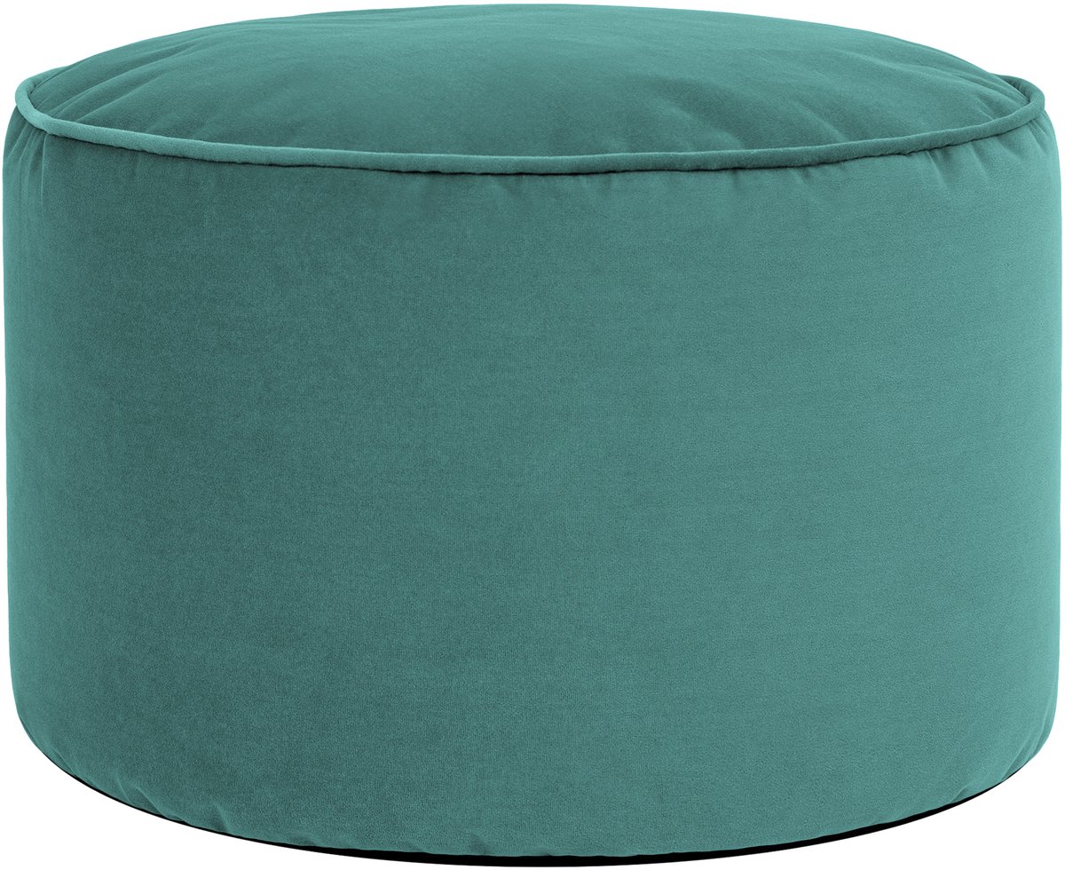 icon - Milano Poef - Ronde Zitzak Hocker - Fluweel - Blauwgroen