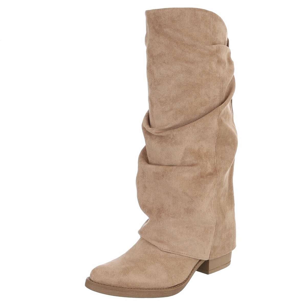 ZoeZo Design - lange laarzen - cowboylaarzen - afzaklaarzen - kaplaarzen - nieuwe collectie - beige/khaki - hakhoogte 4 cm - instapmodel - maat 36